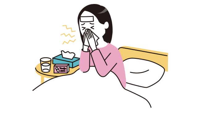 風邪の症状（咳、鼻水など）がなかなか治らなかったり、発熱を繰り返したりします。